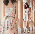 A pastel dream  -  pastel floral dress, Weeken, Pale green belt, H&M, Baby yellow socks, H&M, Bows sandals, Marni, Mayo Wo, Hong Kong