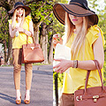 Capeline and Macarons - Bag, Weeken, Hat, Weeken, Golden yellow shirt, Weeken, Kristina Bazan, Switzerland