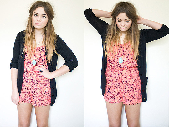 Wasting light , Lily Melrose, Romper, H&M, Cuffed cardigan, Weeken, Turquoise pendant, Forever21, Lily Melrose, France