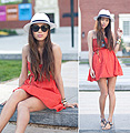 It's Warm Enough for a Strapless Dress , Orange Dress, Zara, Panama Hat, Weeken, Aimee Song, United States