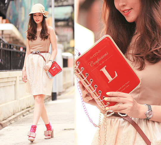 A book or a purse?, Mayo Wo, Embroidered dress, Weeken, Book purse, Weeken, Bow heels, Weeken, Mayo Wo, Hong Kong