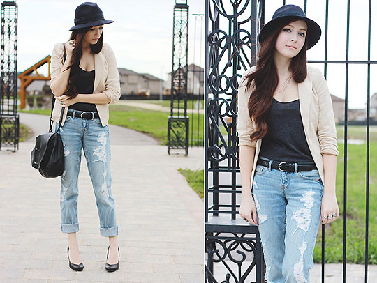 Head out to horizon lines - Boyfriend Jeans, Weeken, Wide brimmed hat, Forever21, Tank Top, Forever21, Breanne S
