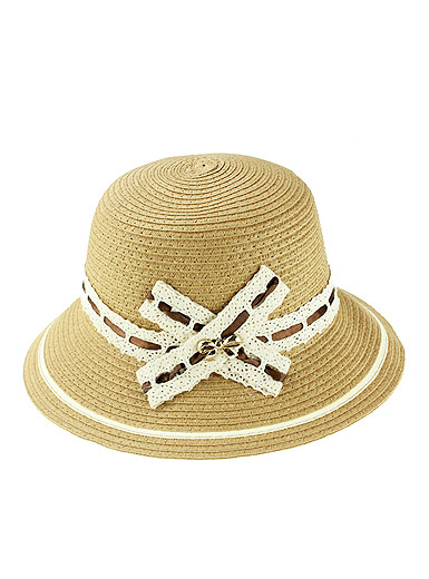 Cross lace straw hat