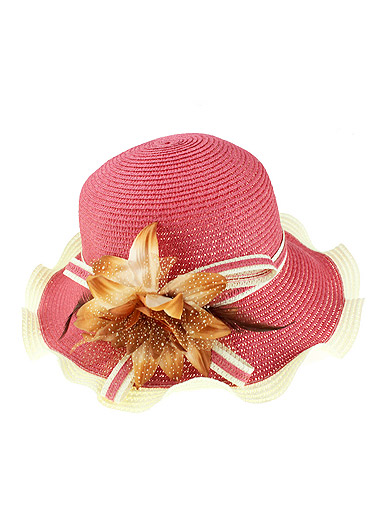 Wavy edge large brimmed hat