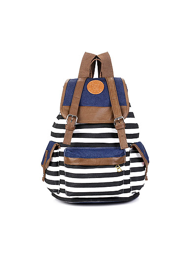 Casual striped canvas shopping bag