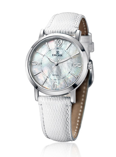 Love the white mother of pearl disc slim fashion lady watch