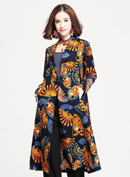 The new printing long single button dress