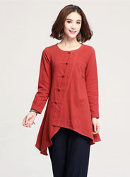 In the long section of the irregular swing casual shirt