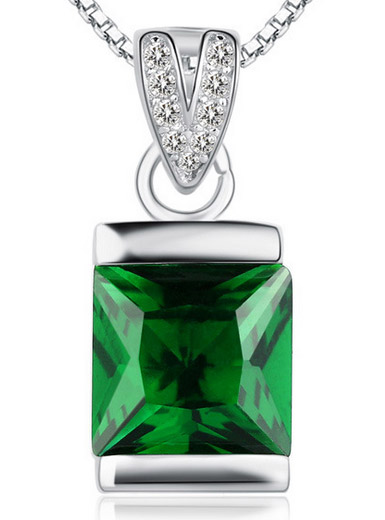 National Wind 925 sterling silver pendant Emerald crystal necklace accessories