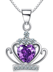 Love Purple Diamond Crown Pendant
