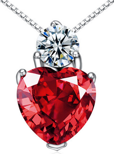 925 sterling silver necklace red crystal female models pendants