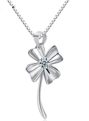 Happy Clover 925 Sterling Silver Necklace Pendant