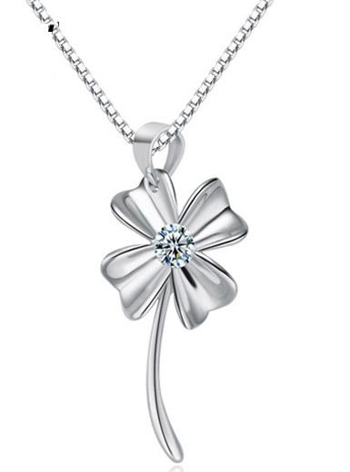 Happy Clover 925 Sterling Silver Necklace Pendant