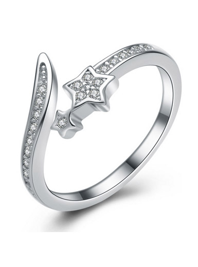 925 Sterling Silver Micropave Zircon Open Ring