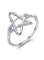 925 sterling silver hollow five-pointed star inlay ring