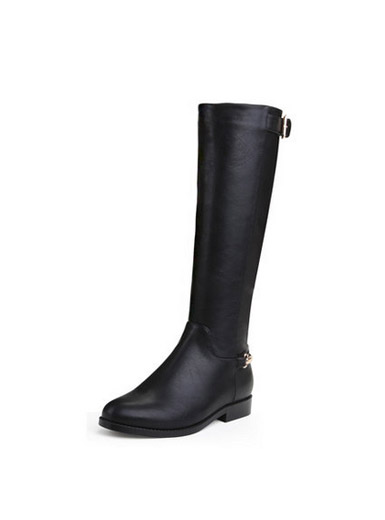 Autumn and winter black plus velvet knee boots