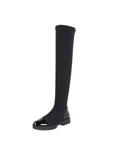 The new patent leather stretch fabric over knee high tube women's boots