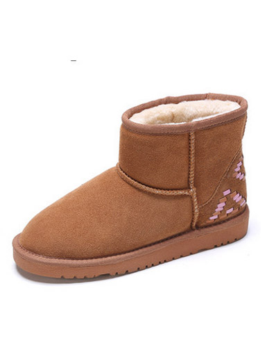 Winter new suede simple knit pattern snow boots