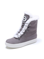 Plush flat top high casual round head suede with short tube women 's boots
