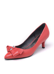 Daphne new comfortable pointed bow shallow leather female high heels