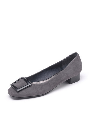 Daphne simple side buckle with low-cut sheepskin real leather flat-bottomed shoes