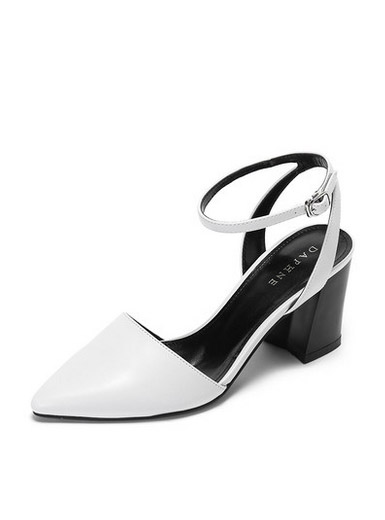Daphne spring and summer with a simple simple thick temperament pointed word high-heeled sandals