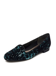 Daphne casual round head sequins in the mouth with solid color square feet with a single shoe
