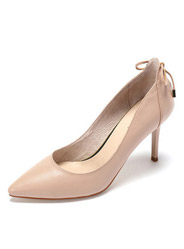 Daphne spring and summer new comfortable sheepskin high-heeled shoes simple pointed bow thin with a single shoe