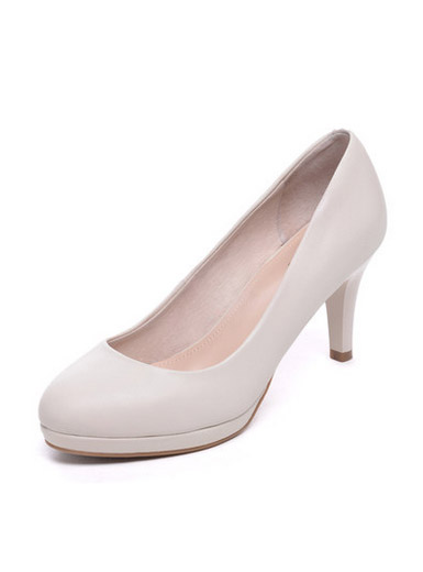Daphne leather elegant round head with elegant small shallow heel high heel shoes