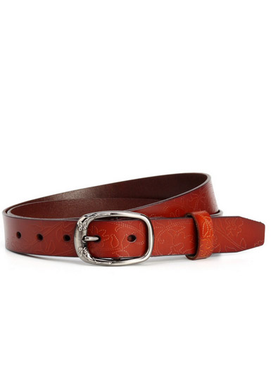 Little embossed leather leisure wild lady belt